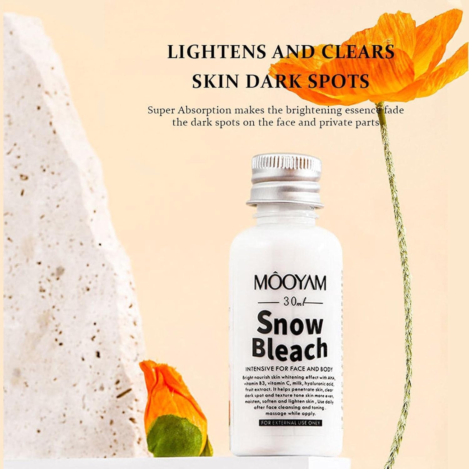 Mooyam Snow Bleach | Skin Lightening Cream - Mild Moisturizing Skin Bleaching Cream Brightening Cream