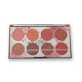 Makeup palette with blush shades on a white background