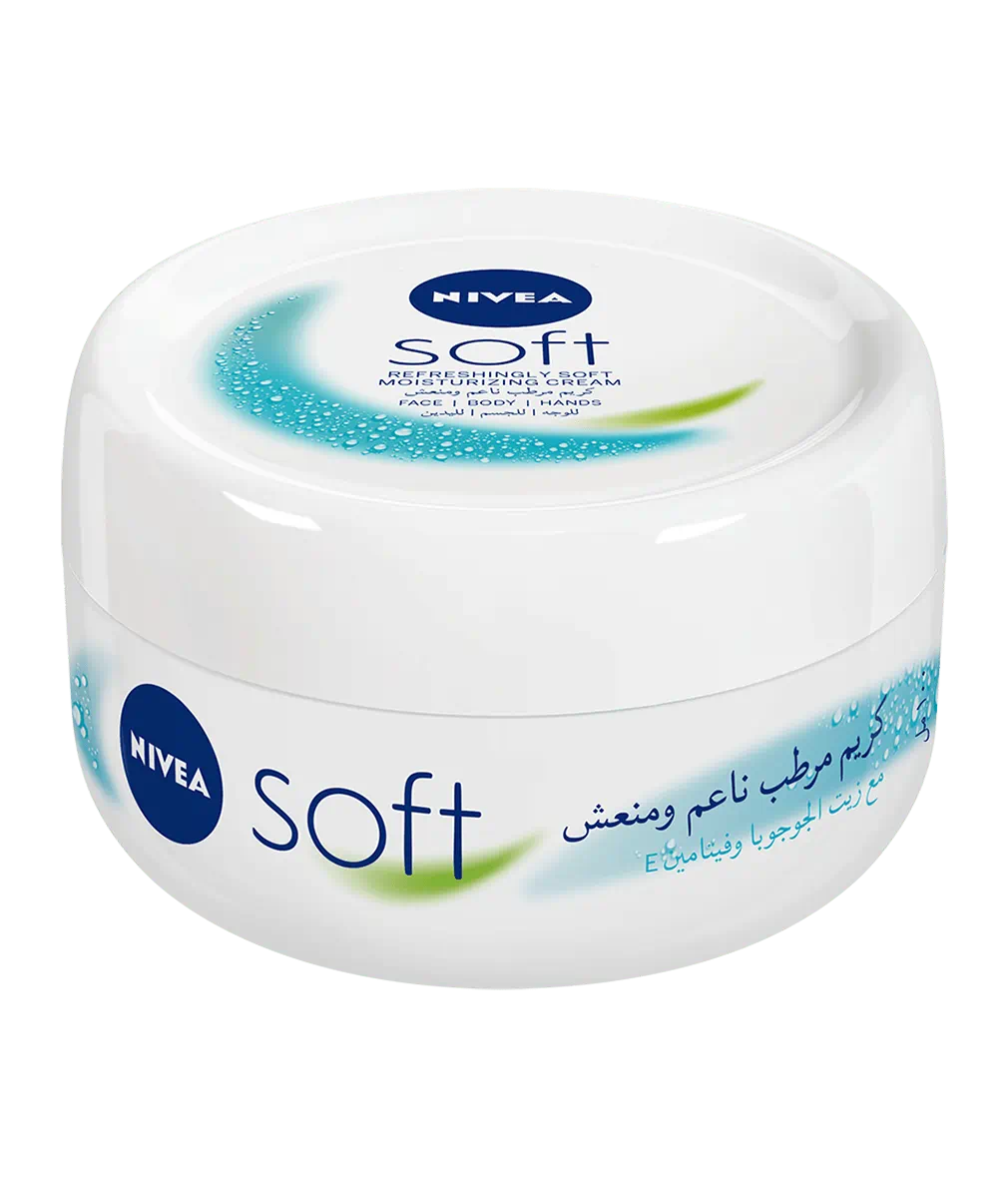 Nivea Soft cream jar on a white background