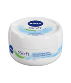 Nivea Soft moisturizing cream jar on a white background