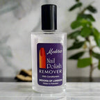 Bottle of Medora Nail Polish Remover on a marble surface with a blurred background