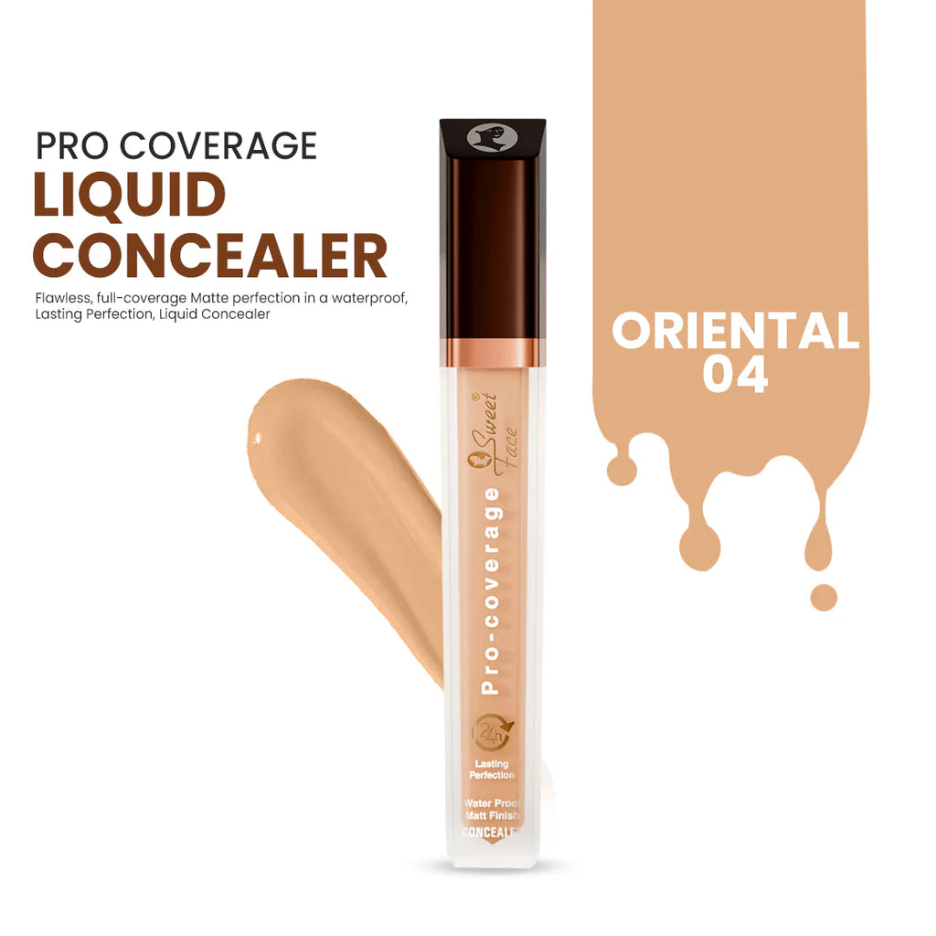 Pro Coverage Liquid Concealer with applicator and swatch on a white background