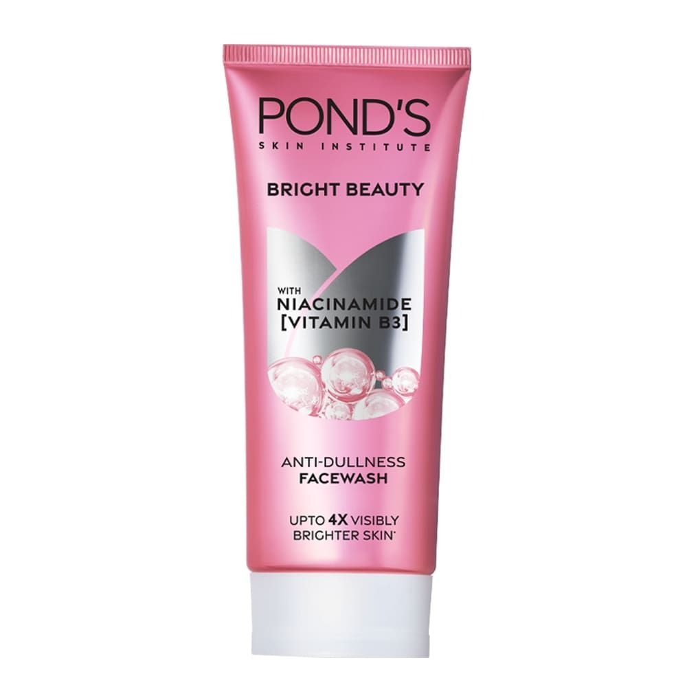 Ponds Bright Beauty face wash tube on a white background