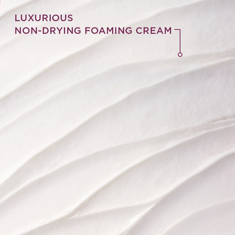 Luxurious non-drying foaming cream with text on a white background