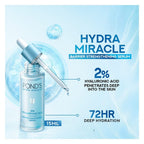 Pond's Hydra Miracle barrier strengthening serum with dropper on a blue background