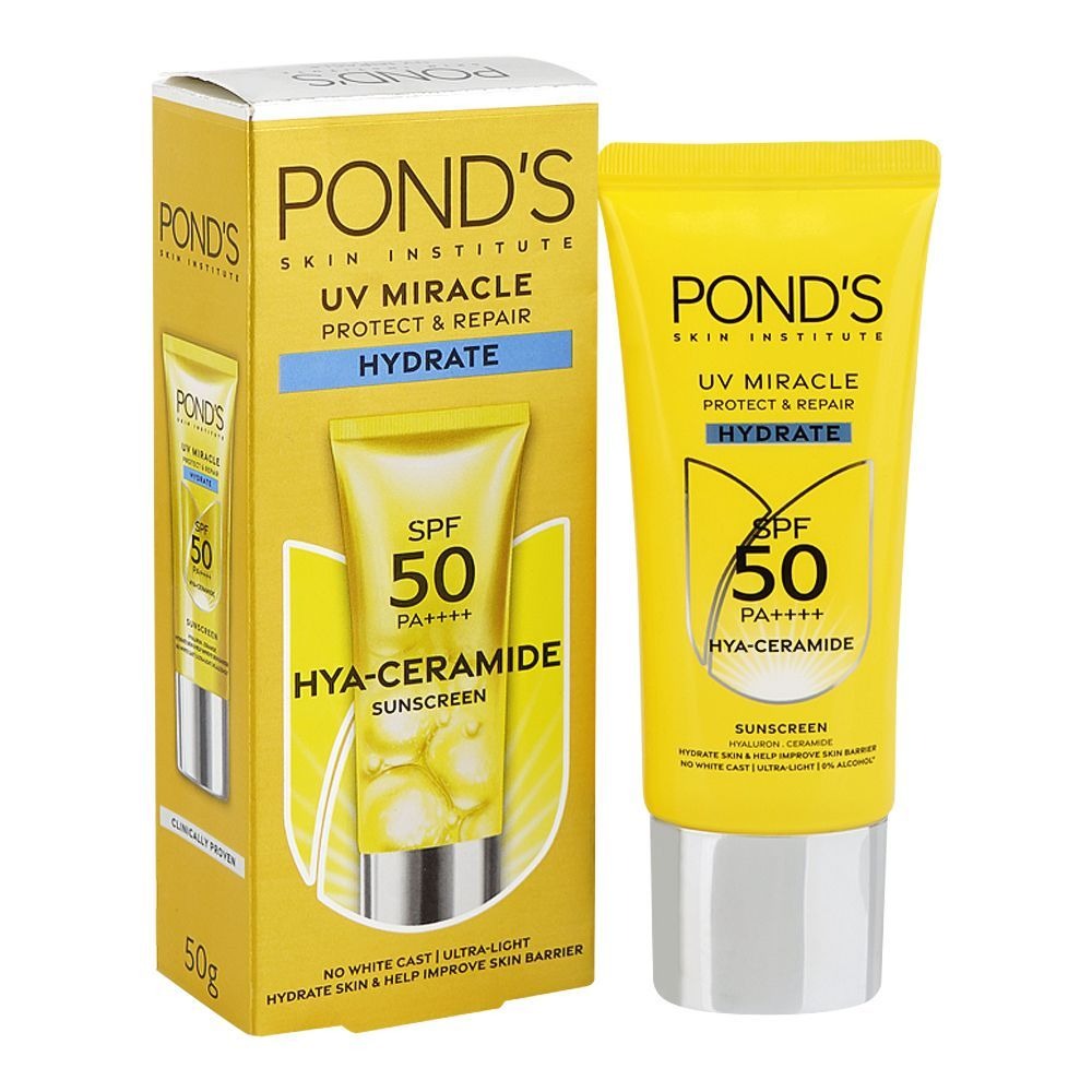 Pond's UV Miracle Protect & Repair sunscreen with packaging on a white background