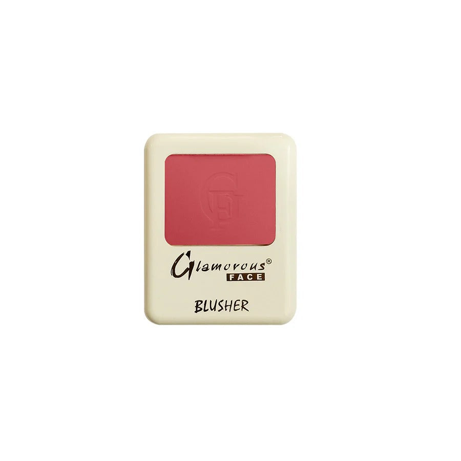 Glamorous Face blusher with pink shade on a white background