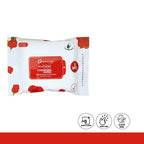 Pack of Glamorous cleansing wipes with rose design on a white background