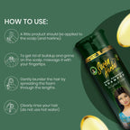 Seven Herbal shampoo bottle with usage instructions on a green background