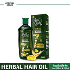 Seven Herbal hair oil bottle and packaging on a white background
