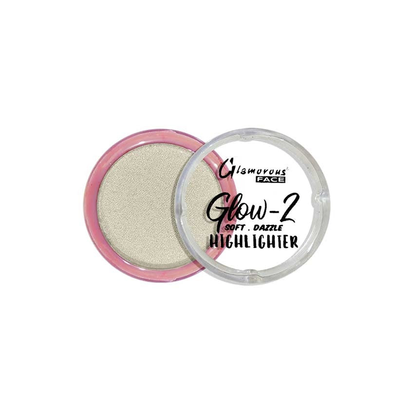 Glamorous Face Glow-2 highlighter with pink and clear cases on a white background