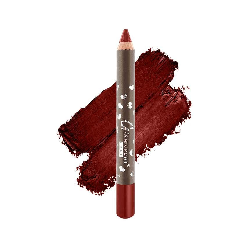 Lip liner pencil with red color swatch on a white background