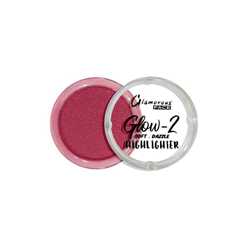 Glamorous Face Glow-2 highlighter with pink shade on a white background