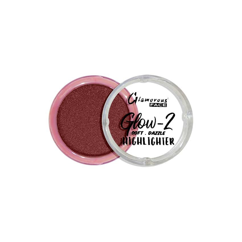 Glamorous Face Glow-2 highlighter with pink case on a white background