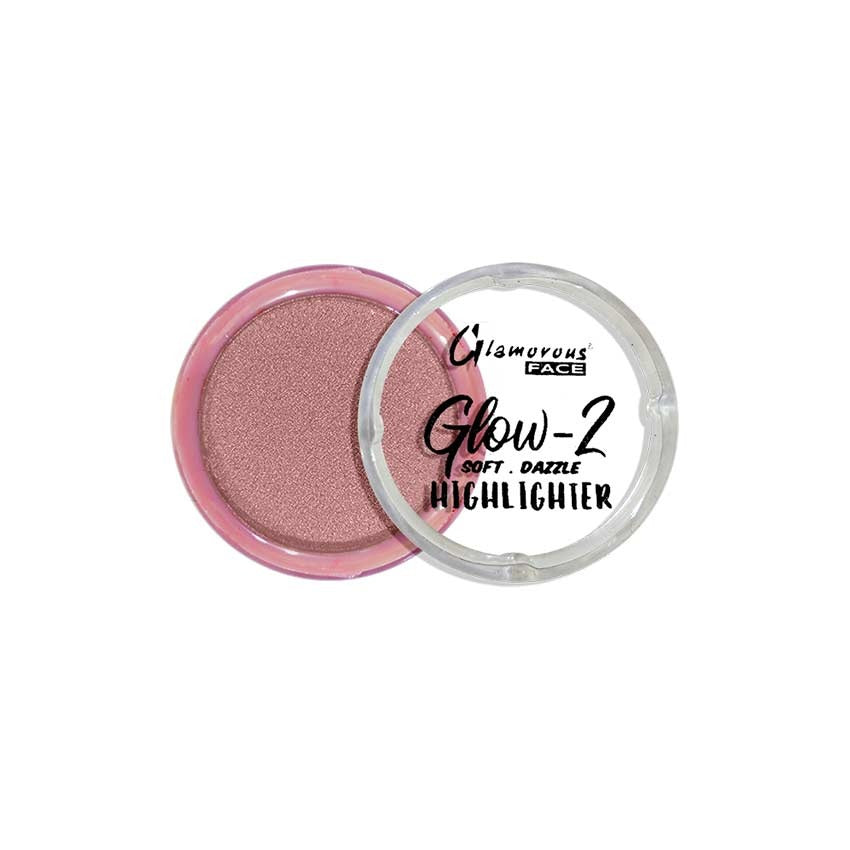 Glamorous Face Glow-2 highlighter with pink shade on a white background