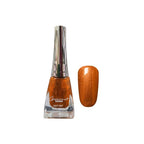 Orange glitter nail polish with a matching color swatch on a white background