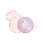 Makeup product with pink case and purple lid on a white background