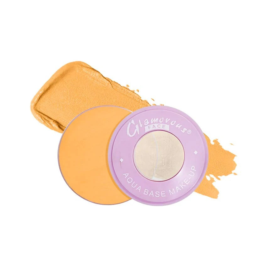 Makeup product with a purple lid and orange base on a white background