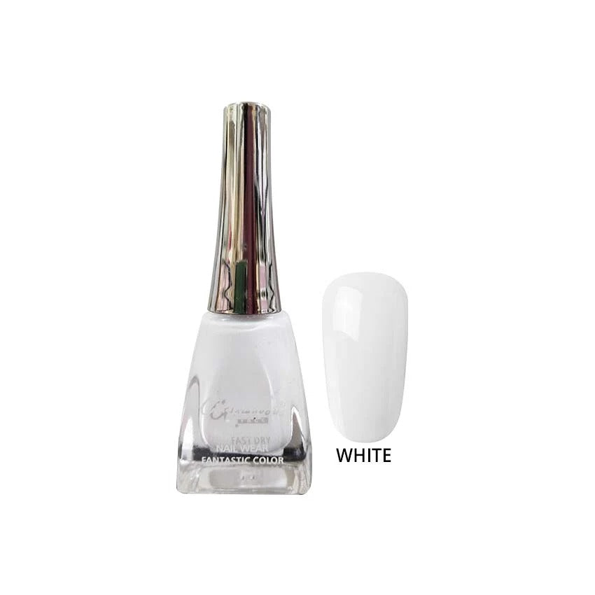 White nail polish bottle with a white background
