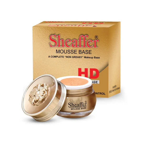 Sheaffer Mousse Base makeup product with packaging on a white background