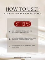 Instructions for using Soft touch Glowing Bleach Creme Jumbo with a beige background