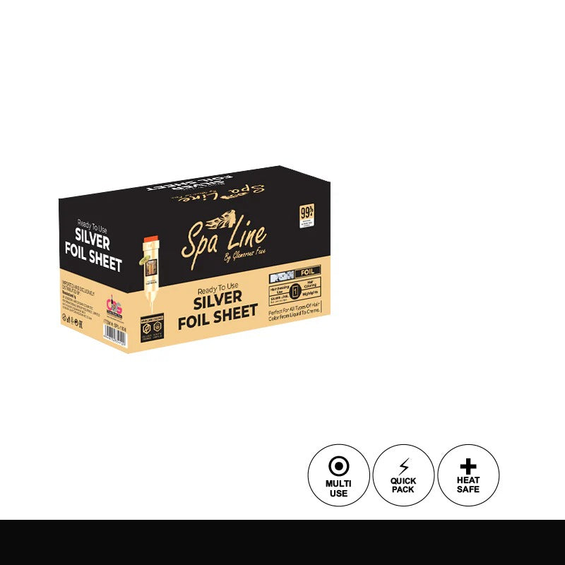 Box of Spa Line silver foil sheet packaging on a white background