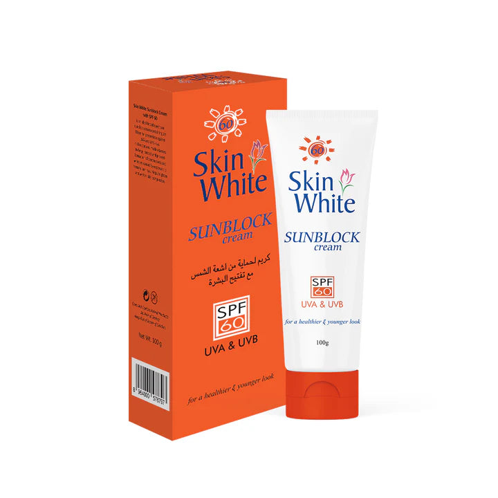Skin White Sunblock Cream SPF 60 | UVA & UVB Protection, Moisturizing & Non-Greasy