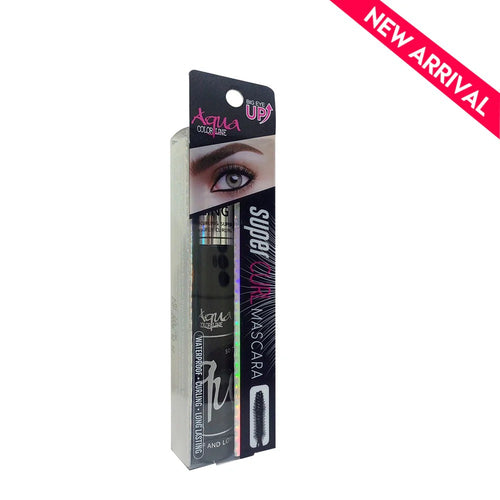 Super Lash mascara packaging with an eye on a white background