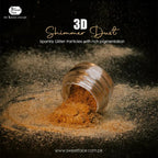 3D Shimmer Dust with a jar tipped over on a dark background