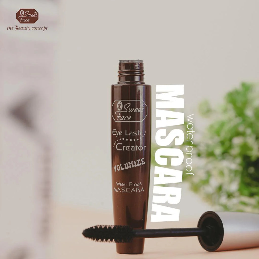 Sweet Face mascara bottle with visible branding on a blurred background
