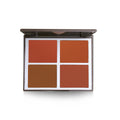 Makeup palette with four orange-brown shades on a white background