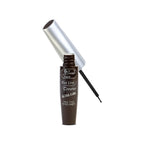 Eyeliner with silver cap and black liquid on a white background