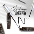 Eyeliner with applicator and text 'Eyeliner waterproof Ultra Fine' on a white background