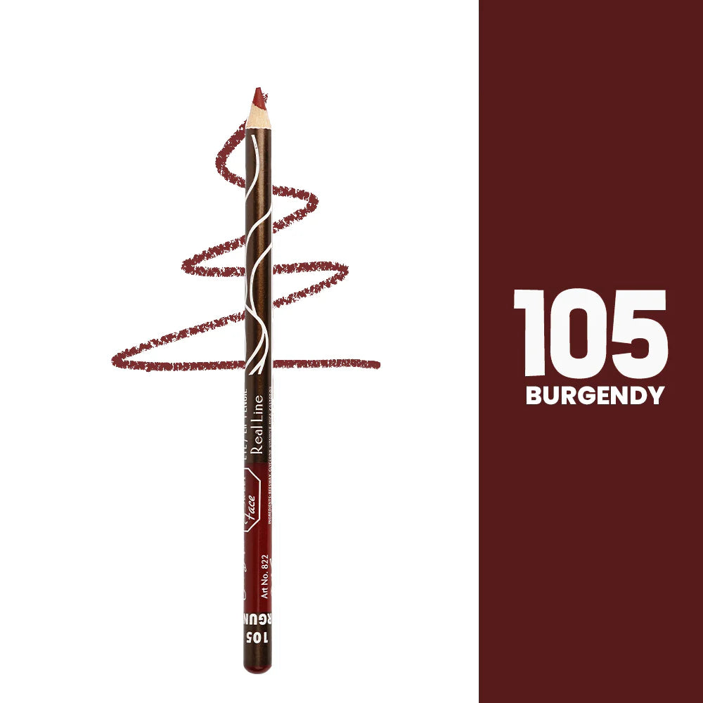 Lip liner pencil with a swatch of color on a white background