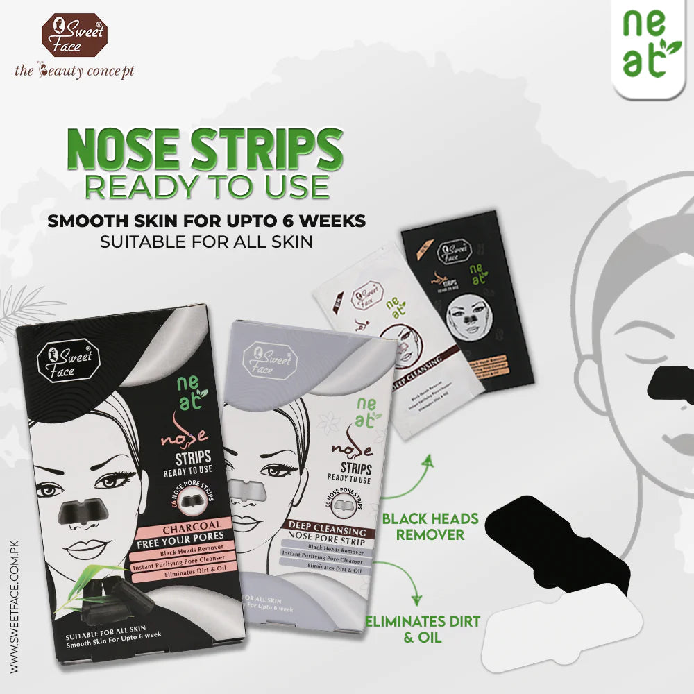 Nose strip packaging with branding and product features on a white background