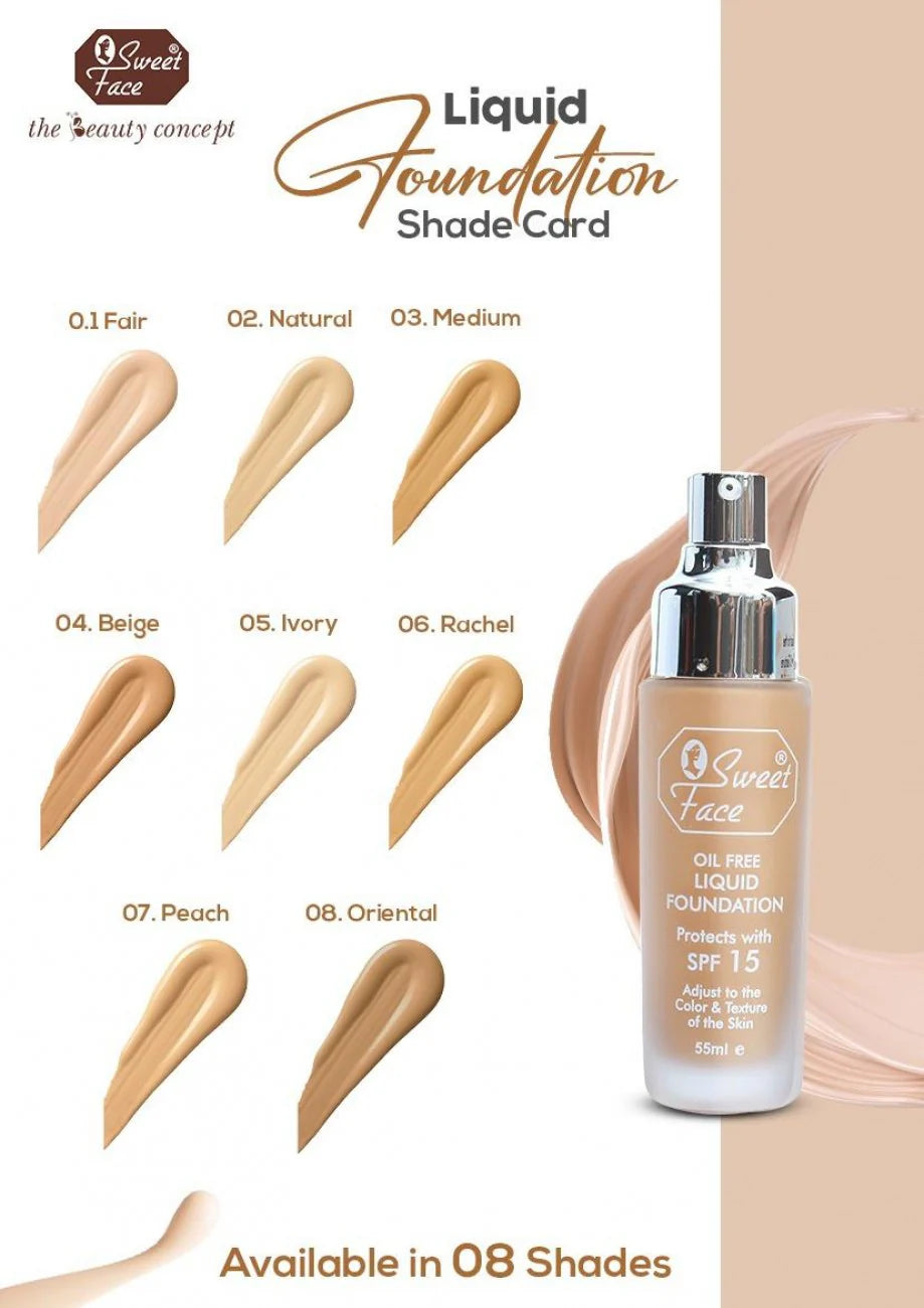 Sweetface Oil Free Liquid Foundations