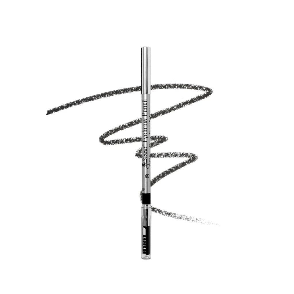 Eyeliner pencil with black powder on a white background