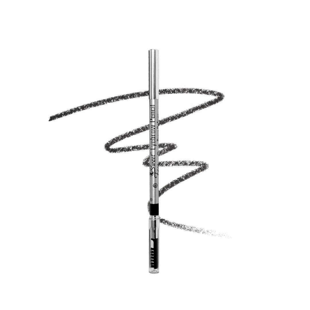 Eyeliner pencil with black powder on a white background