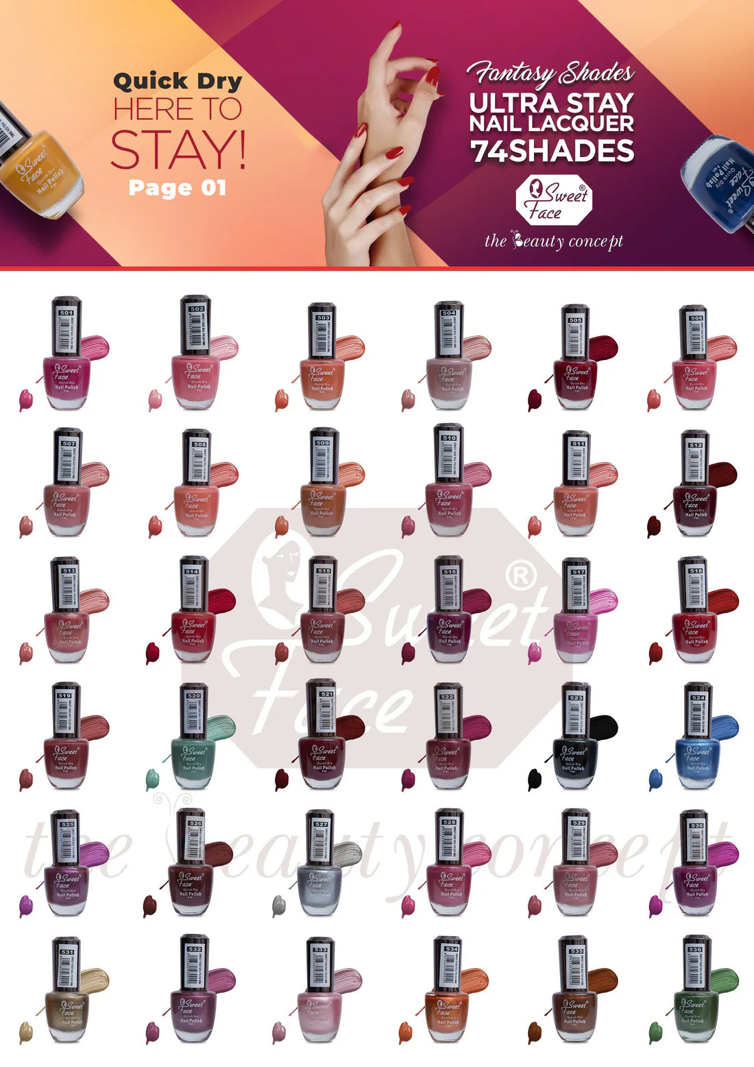 Advertisement for Fantasy Shades Ultra Stay nail lacquer with a hand holding a bottle of nail polish.