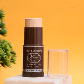 Paint stick with a brand logo on a yellow background