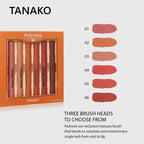 TANAKO mascara set with color swatches and product details on a white background
