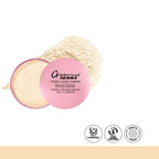 Glamorous Beach fixing loose powder with pink container on a white background