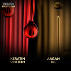 TRESemme product packaging with red droplet design on a dark background