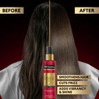 TRESemmé hair serum bottle with 'Before' and 'After' comparison on hair