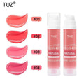 TUZ liquid state blusher with color swatches on a white background