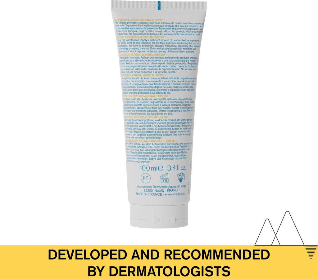 Tube of skincare product with text 'Developed and recommended by dermatologists' on a white background