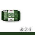 Pack of aloe vera cleansing wipes with green packaging on a white background