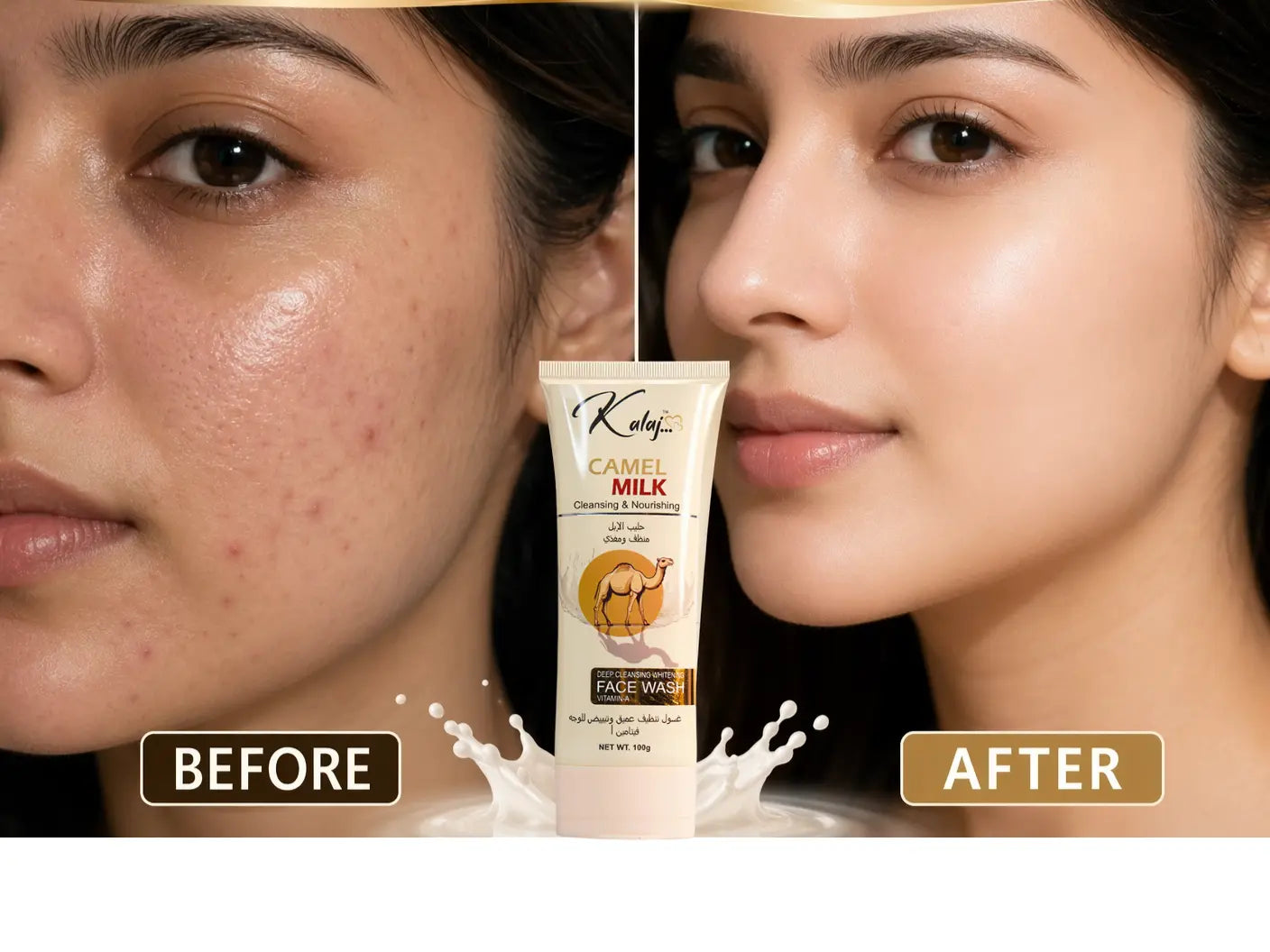 Kalaj Camel Milk Face Wash – Deep Cleansing & Acne Control for Oily Skin (100g)