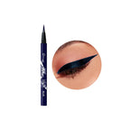 Eyeliner pencil with close-up of application on a white background