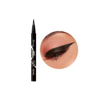 Eyeliner pencil with close-up of application on a white background